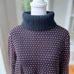 Karen Scott Vintage  Black Red Printed Cotton lTurtleneck Sweater Size Large Photo 7