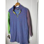 Lands' End Fleece Quarter Zip Colorful Striped Women's Long Sleeve Dress XLP Photo 1