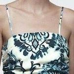 ZARA NWT Blue and White Paisley Ruched Tank Top Photo 1