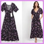 Saltwater Luxe  Nordstrom Black Floral Dark Cottagecore Indie Femme Maxi Dress L Photo 1