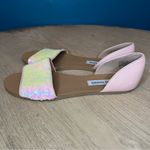 Steve Madden  Sidestep Mermaid Sequin Sandal Flat Open Toe Shoe Pink Size 8.5 Photo 7