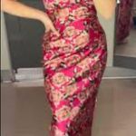 Wild Fable New Absolutely Gorgeous Cap Sleve Satin Maxi Bodycon Floral Pink Red Dress Small Photo 4