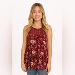 Almost Famous Medium Burgundy Floral Lace Tank Top Photo 8