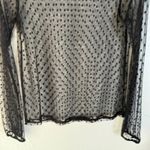 Sheer Black Polka Dot Mesh Long Sl Top Women's Swoss Dot Blouse Small Going out Photo 2