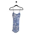 We Wore What  Ronnie Ruched Cloud Print Mini Dress In Blue Powder Photo 6