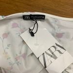 ZARA Floral Crop Top Women Size Small Ruffle Sleeve Square Neck Blouse White NWT Photo 3
