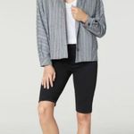 Liverpool NWT  Los Angeles Cocoon Button Up Pewter Black Sketchy Stripe Photo 3