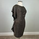 Vince Camuto  Sparkly Ruffled Holiday Sheath Cocktail Dress Metallic Gold Size 16 Photo 1