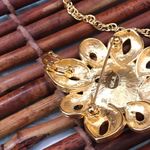 Kennth Jay Lane Gold Tone Chain with Brooch/Pin Pendant Purple Stone Photo 6