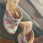 Report Pink and Cream Floral Mules with Wooden Heel size 10 Photo 6