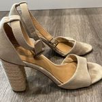 Anthropologie Soludos espadrille woven raffia heel one strap sandals beige tan neutral suede 8 Photo 12