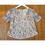 Lucky Brand  boho printed tie neck top size small Photo 9