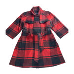 Gap Buffalo Plaid Waist Tie Wool Blend Mid Length Trench Coat Small Cabincore Red Photo 0