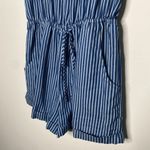 Kori America Striped Scoop Neck Sleeveless Tie Waist Romper Blue Size Small Photo 4