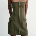 ZARA  strapless mini dress olive green  Photo 2