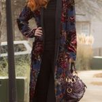 ZARA Floral Velvet Long Kimono Open Cardigan Robe Boho Artisan Sz M Blogger Fav Photo 0