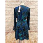 Parker Women's Blue/Black Floral Long Sleeve Twist-knot Mini Dress Size 4 Photo 1