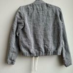 James Perse  Linen Jacket Womens Small 2 Bomber Gray Flax Jersey Lined Pocket Zip Photo 5
