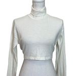 superdown Ria White Ribbed Tie Back Cropped Turtleneck Top Women’s Size S Photo 2