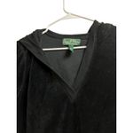 Ralph Lauren L-RL Lauren Active V-Neck Black Velour Pullover Hoodie Large Photo 2