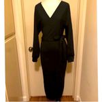 Women's V Neck Wrap Dress Batwing Long Sleeve Dress Black Size XL Photo 1