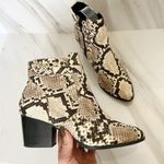 Market & Spruce animal print ankle Boots  6.5 bootie Block Heel Black Beige Snake Photo 6