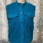 Avec Les Filles  Blue Button Up Corduroy Sleeveless Vest XS Photo 0