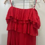 Halston Heritage Red Pleated Ruffle Dress Size XS $425 Photo 4