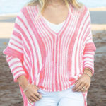 Wooden Ships  Beachcomber Top Cotton Pink‎ White Pullover Open Knit XS Sweater Photo 0