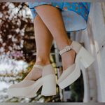 Free People Gwen Platform Mary Jane Shoes, Block Heel Moonlight Size 41, NWT Photo 3