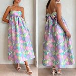 Alemais Luella Midi Dress in Floral Lilac Print Tie Back Fitted Bodice Size 2 Pink Photo 1