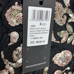 Anthropologie Goldie metallic Floral Sequin Mini Dress black mesh adjustable straps NWT XS Photo 1
