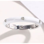 Boutique NEW Women's White Ceramic Pave Diamond Sterling Silver‎ Band Ring, Size 10 Photo 1