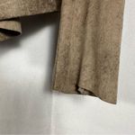 ZARA Women’s Faux Leather Suede Jacket Asymmetrical Cowl Neck Raw Hem Tan M Photo 8