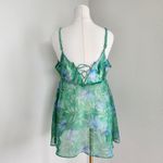 Y2K Secret Treasures Tropical Print Sheer Babydoll Lingerie Top Split Front L Green Size L Photo 4