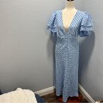 Betsey Johnson Size XL Blue Checkered Puff Sleeve Plaid Midi Dress Casual Flirt Photo 3