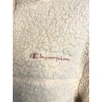 Champion Cropped Funnel Neck 1/4 Zip Sherpa Pocket Pullover Cream & Pink Medium Photo 1