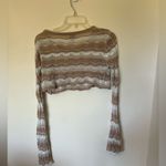 Princess Polly Princes Polly 100% cotton crochet tan striped cropped sweater size 4 Photo 9