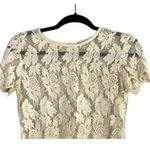 ZARA Floral Embroidered Sheer Cotton Blouse Top Romantic Key Hole Back S Cream Photo 2