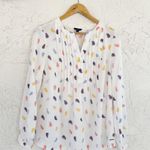 Nautica White Blouse with Colorful Leaf Design Photo 2