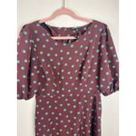 Bobeau Size Medium Dara Printed Dress Brown Green Polka Dots Hourglass Midi Photo 10