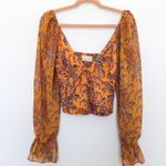 Urban Outfitters Womens Milkmaid Top Size S Orange Floral Boho Crop Romantic NWT Photo 0