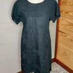 Madewell Black Linen Blend Embroidered Floral Tassel Shift Dress Extra Small Photo 0