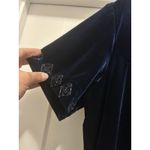 Sag Harbor  Size 16 Velvet Formal Dress Navy Blue Beaded Wedding Holiday Modest Photo 3