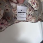 Womens Gray pink casual business vacation Floral Button Up blouse size Large Photo 3