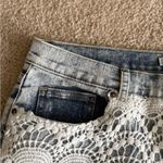 Unif Y2K Jeans Women's Shorts Acid Wash Lace Detail Shred Distressed High Waist 32 Photo 4