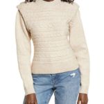BLANK NYC Horizontal Cable Crewneck Sweater Tan Aspen NWTs size XS Photo 0