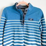 L.L.Bean Blue White Stripe Chambray Collar Rugby Pullover Top sz Small Photo 3