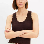 Loft | Chocolate Brown Crochet Scoop Neck Sweater Tank Top | Small Photo 0