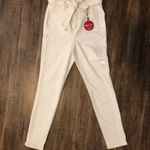 EXPRESS Super High Waisted White Denim Belted Crop Leggings Photo 0